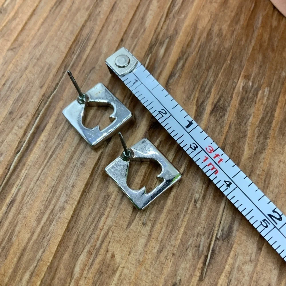 Kate Spade Silver Tone Spade Heart Stud Earrings
